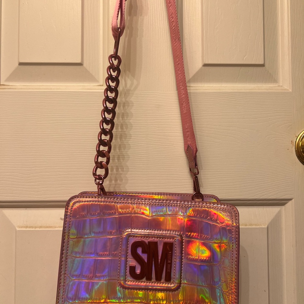 Steve Madden Pink Crossbody Bag with Holographic Finish